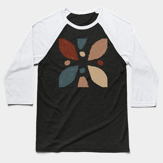 Terracotta Abstract Baseball T-Shirt by Creative Meadows